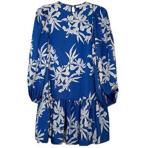 Alexis x Target Mini Dress XXS Drop Waist Blue Floral Aloha Hawaiian Tiki Print